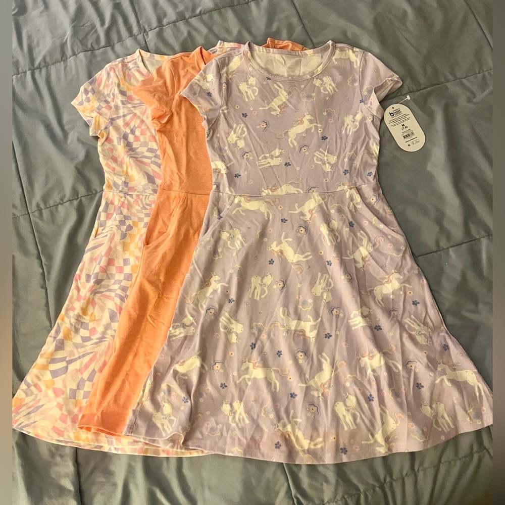 NWT 3 pack Wonder Nation play dresses - with pockets size 7-8